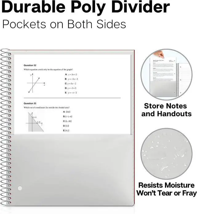 Alt view image 5 of 7 - Dunwell 1-Subject College Ruled Spiral Notebook 8.5x11, 100 Sheets, Red