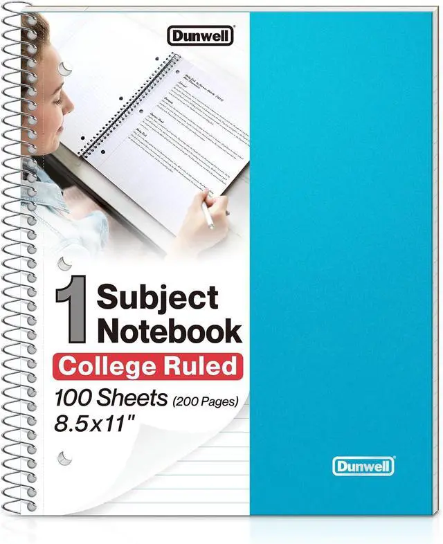 Main image of Dunwell 1-Subject College Ruled Spiral Notebook 8.5x11, 100 Sheets, Blue