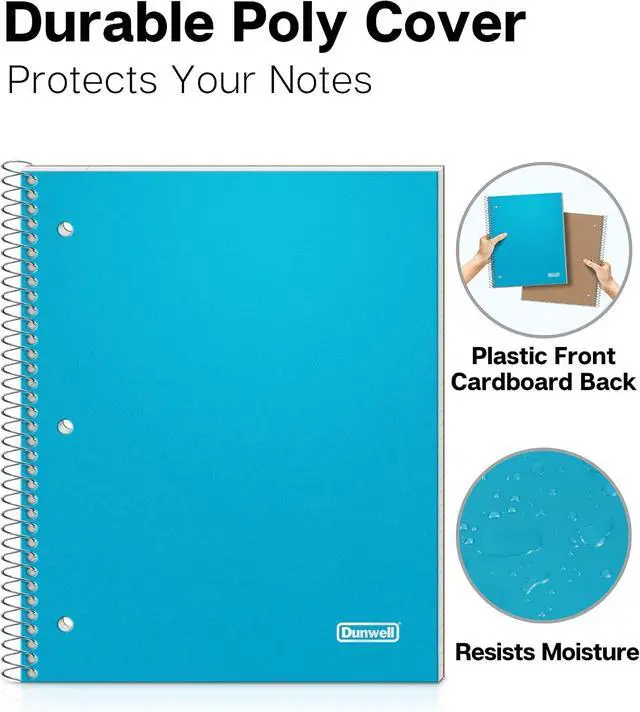 Alt view image 4 of 7 - Dunwell 1-Subject College Ruled Spiral Notebook 8.5x11, 100 Sheets, Blue