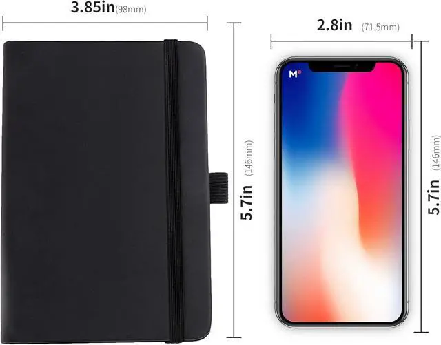 Alt view image 7 of 7 - 2Pack Pocket Notebook Small Notebook Journal Notebook 4 inches x 5.7 inches 200 Pages Leather Cover With Pen Holder Page Marker Ribbons(Black)