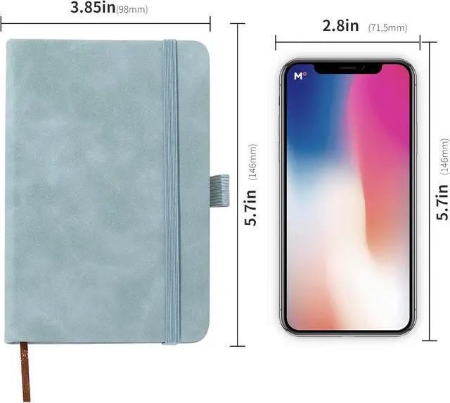 Alt view image 2 of 7 - 2Pack Pocket Notebook Small Notebook Journal Notebook 4 inches x 5.7 inches 200 Pages Leather Cover With Pen Holder Page Marker Ribbons(Blue)