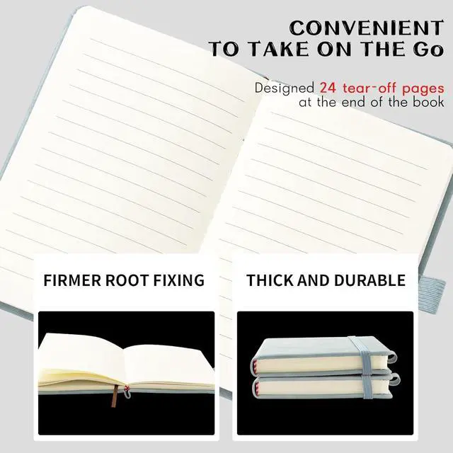 Alt view image 6 of 7 - 2Pack Pocket Notebook Small Notebook Journal Notebook 4 inches x 5.7 inches 200 Pages Leather Cover With Pen Holder Page Marker Ribbons(Blue)