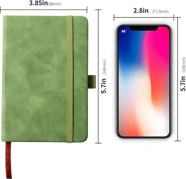 Alt view image 7 of 7 - 2Pack Pocket Notebook Small Notebook Journal Notebook 4 inches x 5.7 inches 200 Pages Leather Cover With Pen Holder Page Marker Ribbons (Green-withpen)