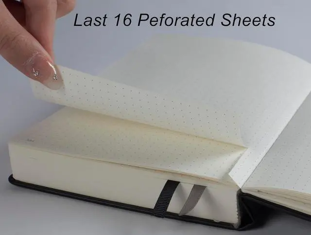 Alt view image 3 of 7 - Thick Bullet Notebook with 366 Numbered Pages, A5 Dotted Journal for Writing with 100GSM Dot Grid Paper, Hardcover Leather Notebooks for Women Men School Note Taking Office Work Diary, 5.7"x8.3" Navy
