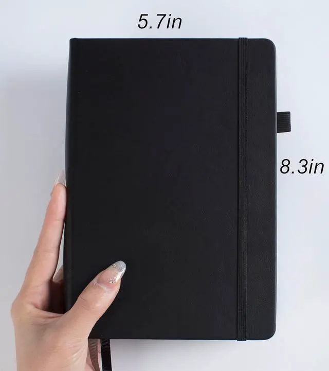 Alt view image 6 of 7 - Thick Bullet Notebook with 366 Numbered Pages, A5 Dotted Journal for Writing with 100GSM Dot Grid Paper, Hardcover Leather Notebooks for Women Men School Note Taking Office Work Diary, 5.7"x8.3" Navy