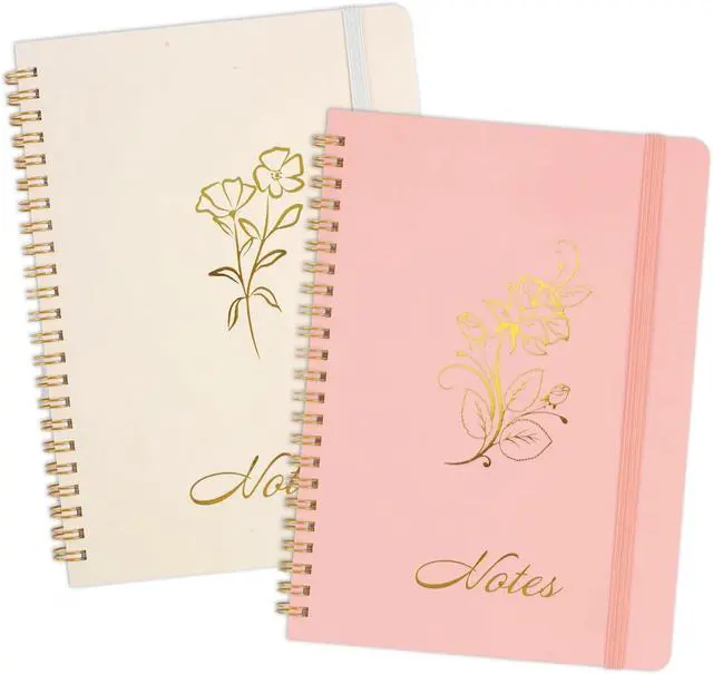 Main image of Joyberg Aesthetic Spiral Notebook, 2PCS Cute Notebook, 8.3" x 6" Notebook For Women, A5 Spiral Journal Notebook for Office/School/Home (Pink & Beige)