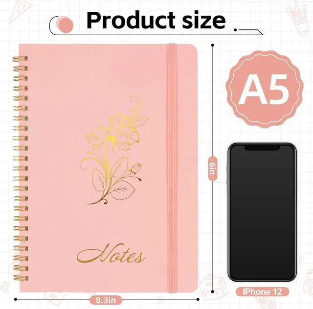 Alt view image 2 of 7 - Joyberg Aesthetic Spiral Notebook, 2PCS Cute Notebook, 8.3" x 6" Notebook For Women, A5 Spiral Journal Notebook for Office/School/Home (Pink & Beige)