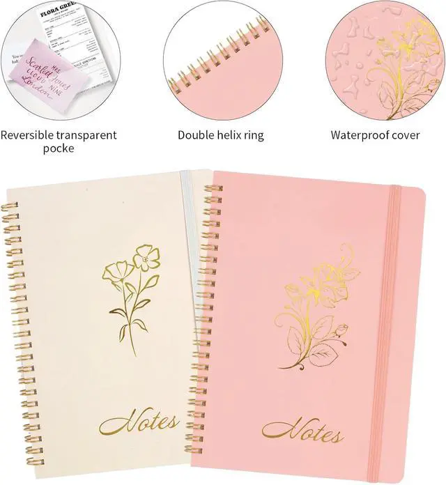 Alt view image 3 of 7 - Joyberg Aesthetic Spiral Notebook, 2PCS Cute Notebook, 8.3" x 6" Notebook For Women, A5 Spiral Journal Notebook for Office/School/Home (Pink & Beige)