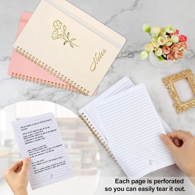 Alt view image 4 of 7 - Joyberg Aesthetic Spiral Notebook, 2PCS Cute Notebook, 8.3" x 6" Notebook For Women, A5 Spiral Journal Notebook for Office/School/Home (Pink & Beige)
