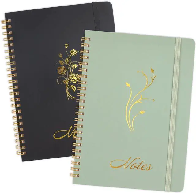 Main image of Joyberg Aesthetic Spiral Notebook, 2PCS Cute Notebook, 8.3" x 6" Notebook For Women, A5 Spiral Journal Notebook for Office/School/Home (Green & Black)