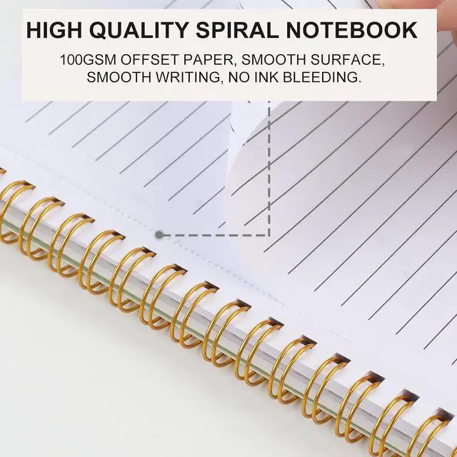 Alt view image 5 of 7 - Joyberg Aesthetic Spiral Notebook, 2PCS Cute Notebook, 8.3" x 6" Notebook For Women, A5 Spiral Journal Notebook for Office/School/Home (Green & Black)