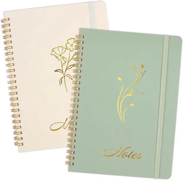 Main image of Joyberg Aesthetic Spiral Notebook, 2PCS Cute Notebook, 8.3" x 6" Notebook For Women, A5 Spiral Journal Notebook for Office/School/Home (Green & Beige)