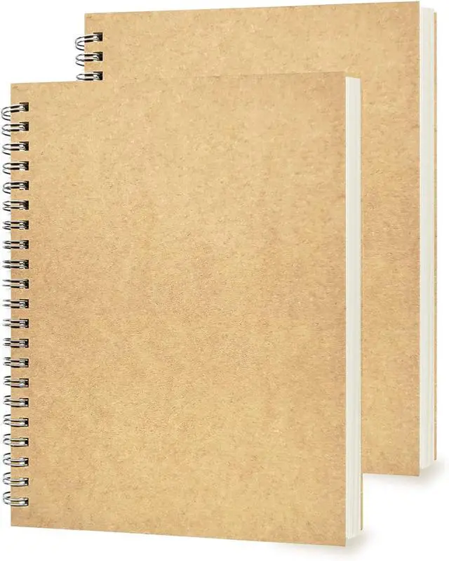 Main image of Ykimok 2 Pack College Ruled Notebook, Soft Yellow Cover Spiral Notebook, Memo Notepad Sketchbook, Students Office Business Diary Spiral Book Journal,100 Pages, 50 Sheets, 7.48 x 5.11 Inch