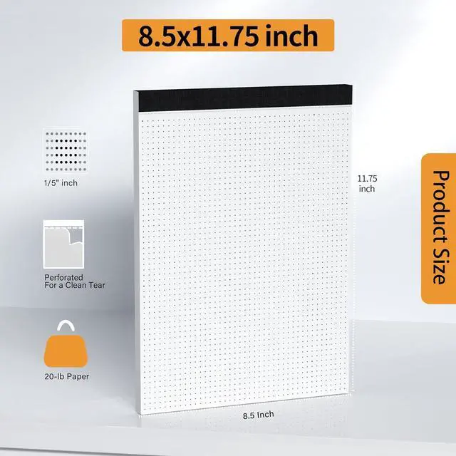 Alt view image 2 of 7 - AILZFEI Dot Grid Desk Notepad 2 Pack 8.5 x 11 Dot Paper Pad, 30 Sheets per Pad, White, 5x5 (5 Dots per inch), Easy-Tear Perforations, 8.5"x11" Dot Grid Paper Note Pad