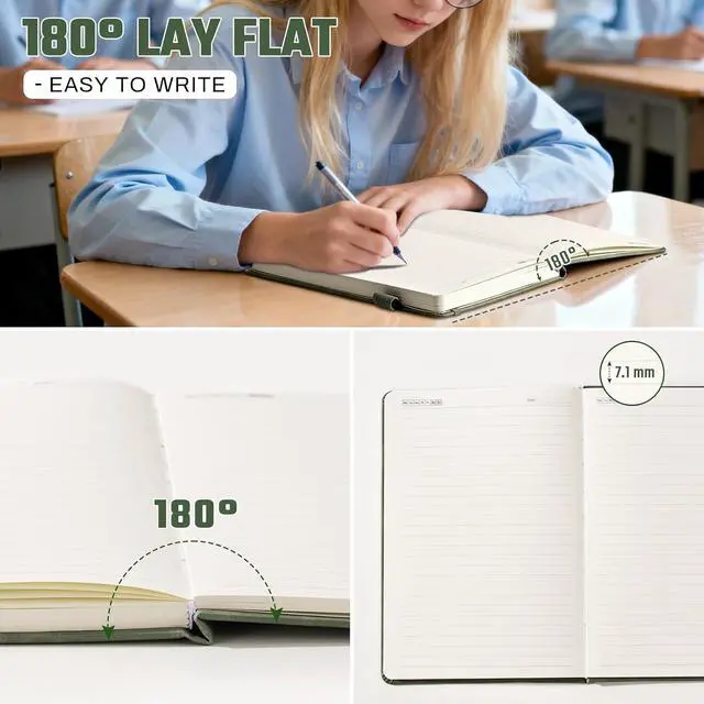 Alt view image 4 of 7 - Ovesmusl Leather Journal Notebook, A5 Green Diary 192 Pages