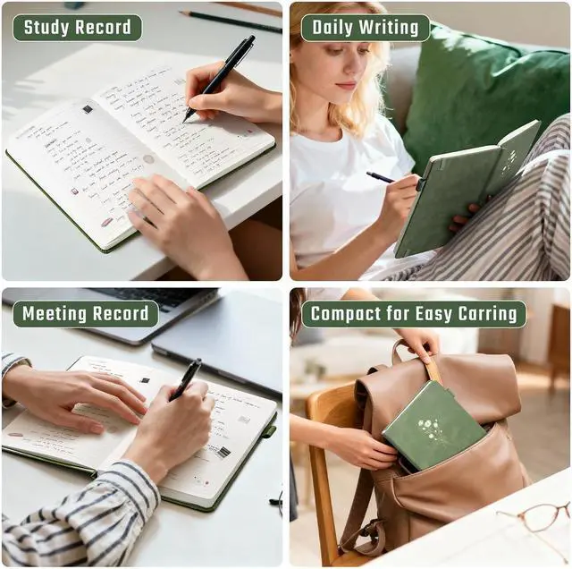 Alt view image 6 of 7 - Ovesmusl Leather Journal Notebook, A5 Green Diary 192 Pages