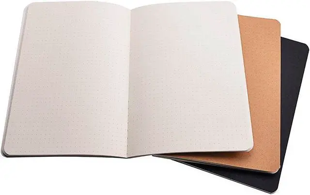 Alt view image 2 of 5 - newestor Set of 3 A5 Dotted Notebook/Travel Journal - 5.5 x 8.25 Dot Grid Paper for Bullet Notes Journaling, Total 120 Sheets/240 Pages, Black/White/Kraft Brown Cover