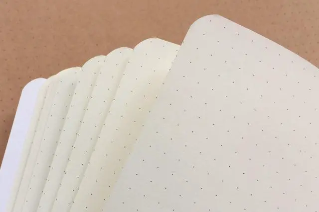 Alt view image 3 of 5 - newestor Set of 3 A5 Dotted Notebook/Travel Journal - 5.5 x 8.25 Dot Grid Paper for Bullet Notes Journaling, Total 120 Sheets/240 Pages, Black/White/Kraft Brown Cover