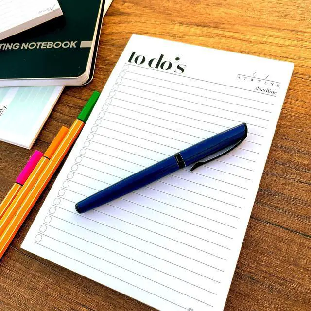 Alt view image 5 of 6 - HADIGU To Do List Notepad A5 Size (8.3"x5.8") Premium Thick Paper With Cardboard Back Support, Undated Daily Planner Notepad, Daily To Do List Notebook, Ruled Pages, Checkboxes, Deadline Column.