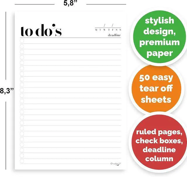Alt view image 6 of 6 - HADIGU To Do List Notepad A5 Size (8.3"x5.8") Premium Thick Paper With Cardboard Back Support, Undated Daily Planner Notepad, Daily To Do List Notebook, Ruled Pages, Checkboxes, Deadline Column.