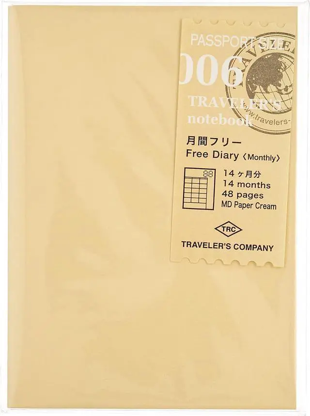 Main image of Midori Traveler's Notebook (Refill 006) Passport Size Monthly Diary