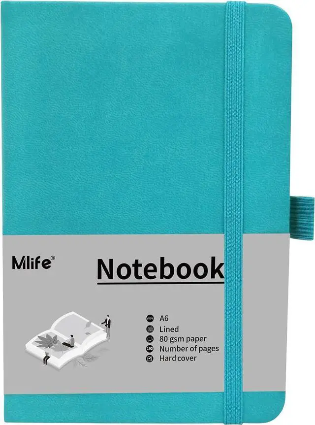 Main image of Mlife A6 Small Journal Notebook, Lined Pocket Notebook with Pen Holder, Mini Notebook Hardcover, 192 Pages, 3.9 inches * 5.5 inches Journal for Women and Man1PACK Turquoise