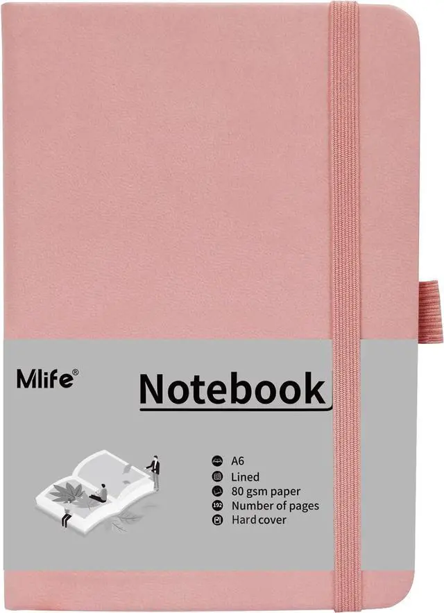 Main image of Mlife A6 Small Journal Notebook, Lined Pocket Notebook with Pen Holder, Mini Notebook Hardcover, 192 Pages, 3.9 inches * 5.5 inches Journal for Women and Man1PACK Pink