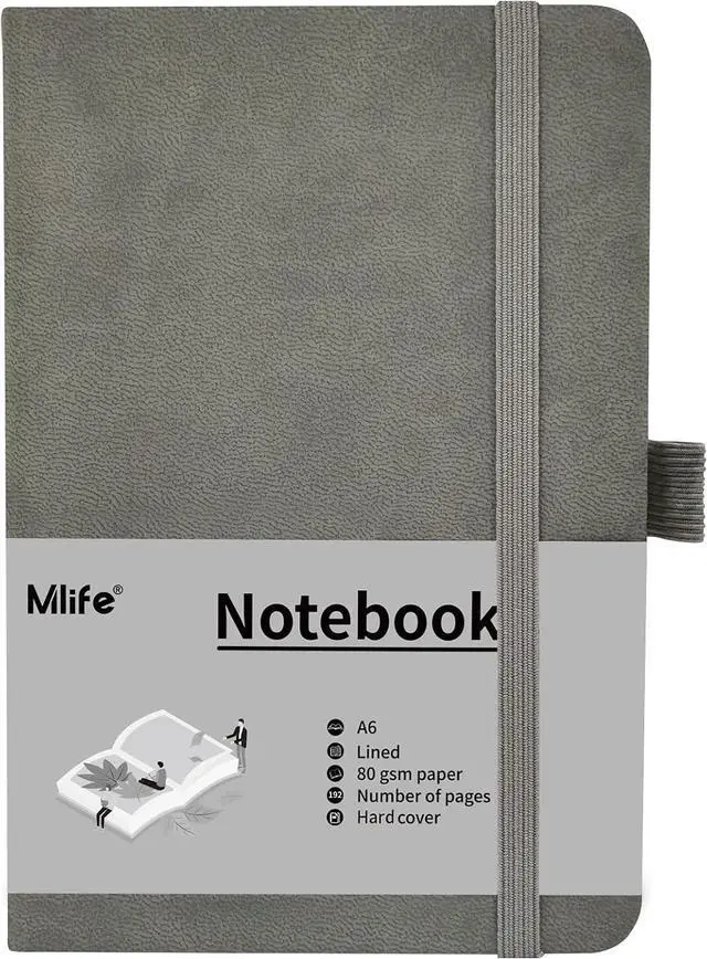 Main image of Mlife A6 Small Journal Notebook, Lined Pocket Notebook with Pen Holder, Mini Notebook Hardcover, 192 Pages, 3.9 inches * 5.5 inches Journal for Women and Man (Grey)