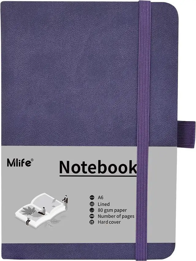 Main image of Mlife A6 Small Journal Notebook, Lined Pocket Notebook with Pen Holder, Mini Notebook Hardcover, 192 Pages, 3.9 inches * 5.5 inches Journal for Women and Man (Purple)