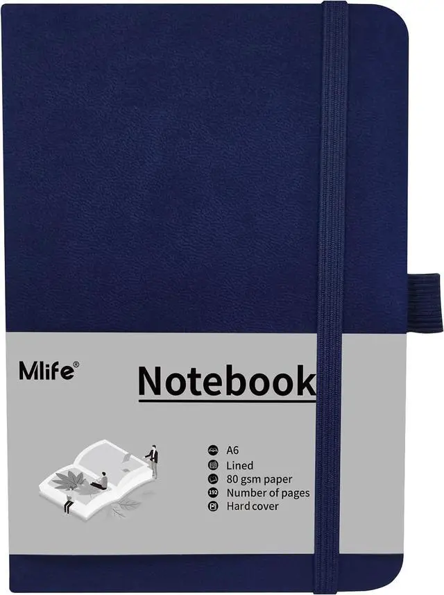 Main image of Mlife A6 Small Journal Notebook, Lined Pocket Notebook with Pen Holder, Mini Notebook Hardcover, 192 Pages, 3.9 inches * 5.5 inches Journal for Women and Man (Blue)