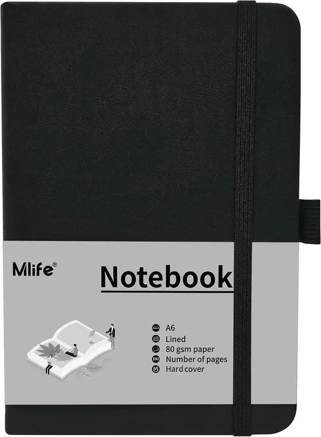Main image of Mlife A6 Small Journal Notebook, Lined Pocket Notebook with Pen Holder, Mini Notebook Hardcover, 192 Pages, 3.9 inches * 5.5 inches Journal for Women and Man1PACK Black