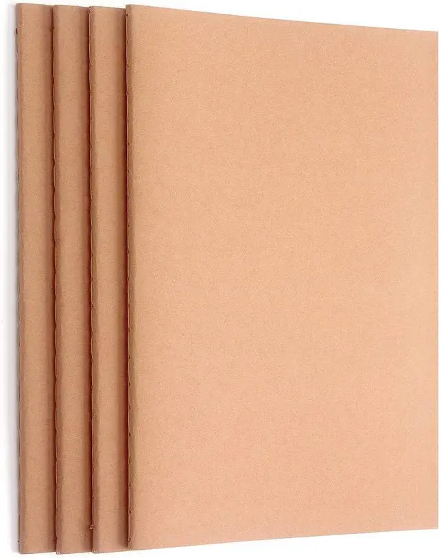 Main image of ZZTX 4 Pack Blank Kraft Notebooks A5, 36 Pages, 8.3 X 5.5 Inch