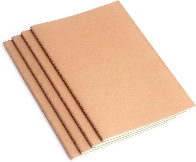 Alt view image 2 of 7 - ZZTX 4 Pack Blank Kraft Notebooks A5, 36 Pages, 8.3 X 5.5 Inch