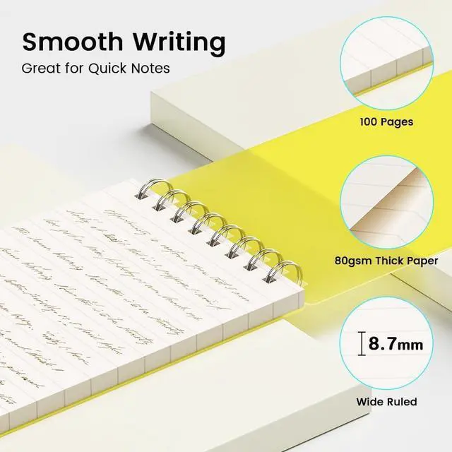 Alt view image 2 of 6 - BEYONG Notebook Pocket, Small Mini Spiral Notepad 3x5