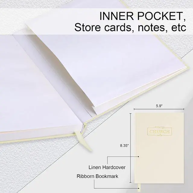 Alt view image 2 of 7 - XKDOUS Linen Church Notes Journal, Sermon Notes Journal Notebook, Beige