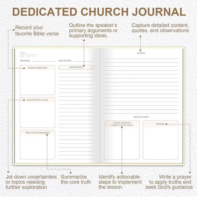 Alt view image 3 of 7 - XKDOUS Linen Church Notes Journal, Sermon Notes Journal Notebook, Beige