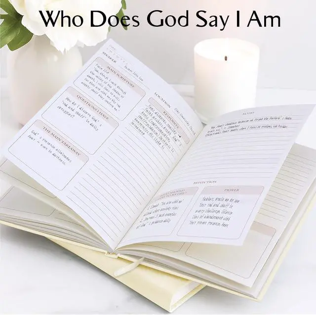 Alt view image 4 of 7 - XKDOUS Linen Church Notes Journal, Sermon Notes Journal Notebook, Beige