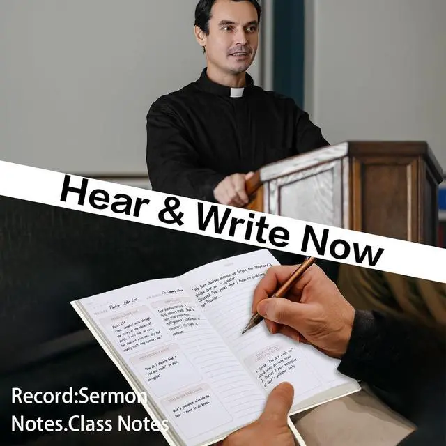 Alt view image 6 of 7 - XKDOUS Linen Church Notes Journal, Sermon Notes Journal Notebook, Beige