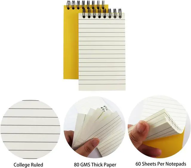 Alt view image 3 of 6 - Small Spiral Notebook Set of 16,Mini 3x5 Pocket Notebook With Lined Pages, 60 Sheets Per Notepad, Memo Pads for Work, Home, Office, School, Gifts
