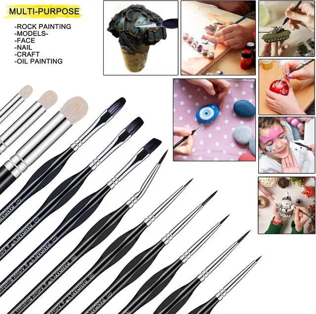 Alt view image 4 of 7 - PANDAFLY Miniature Paint Brushes Drybrush Set, 12 Sizes