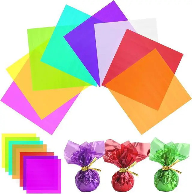 Main image of Ceydoew 120 Pcs Colored Cellophane Sheets, Easily Shaped Cellophane paper, Cellophane Wrap for DIY Crafts, Holiday Decorations, Small Gifts Packaging, Window Decorations. (7.5 x 7.5 Inch)