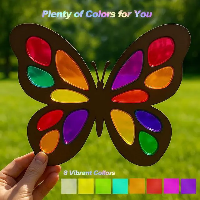 Alt view image 5 of 7 - Ceydoew 120 Pcs Colored Cellophane Sheets, Easily Shaped Cellophane paper, Cellophane Wrap for DIY Crafts, Holiday Decorations, Small Gifts Packaging, Window Decorations. (7.5 x 7.5 Inch)