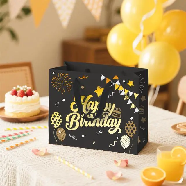 Alt view image 5 of 6 - Sipthene 13 Black Birthday Gift Bag with Tissue Paper and Greeting Card