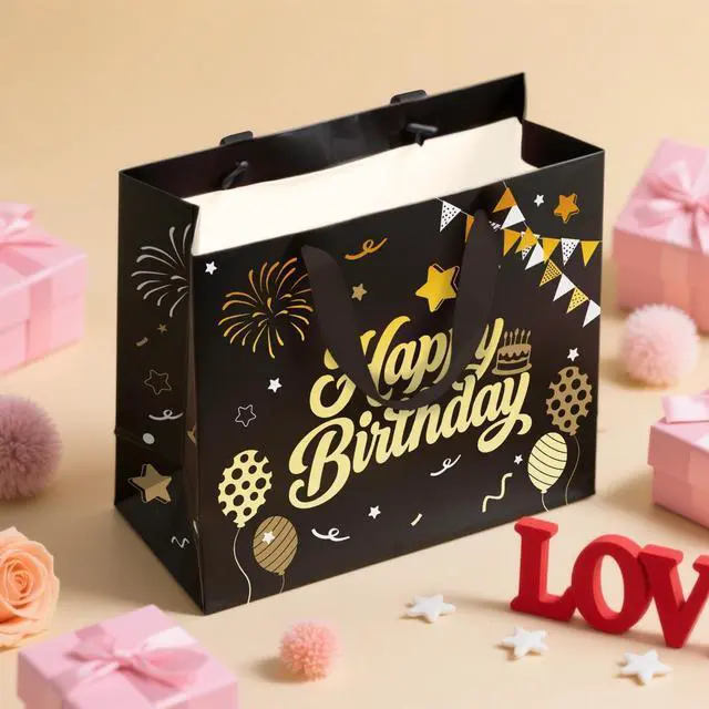 Alt view image 6 of 6 - Sipthene 13 Black Birthday Gift Bag with Tissue Paper and Greeting Card