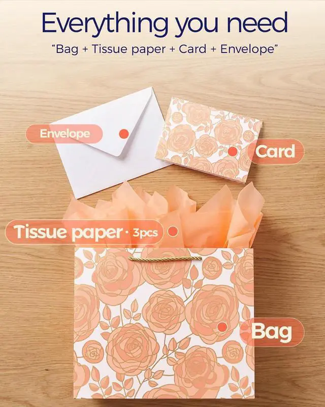 Alt view image 3 of 6 - SUNCOLOR Large Gift Bag, Rose Gold, 13W x 10.2H x 4.7D inches