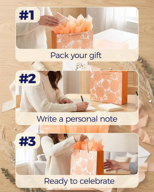 Alt view image 5 of 6 - SUNCOLOR Large Gift Bag, Rose Gold, 13W x 10.2H x 4.7D inches
