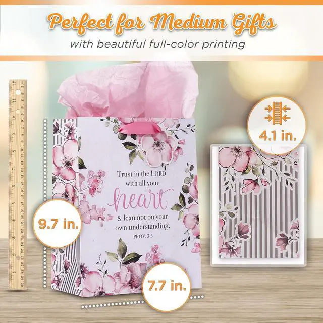 Alt view image 2 of 7 - Christian Art Gifts Medium Gift Bag with Tissue Paper, Proverbs 3:5