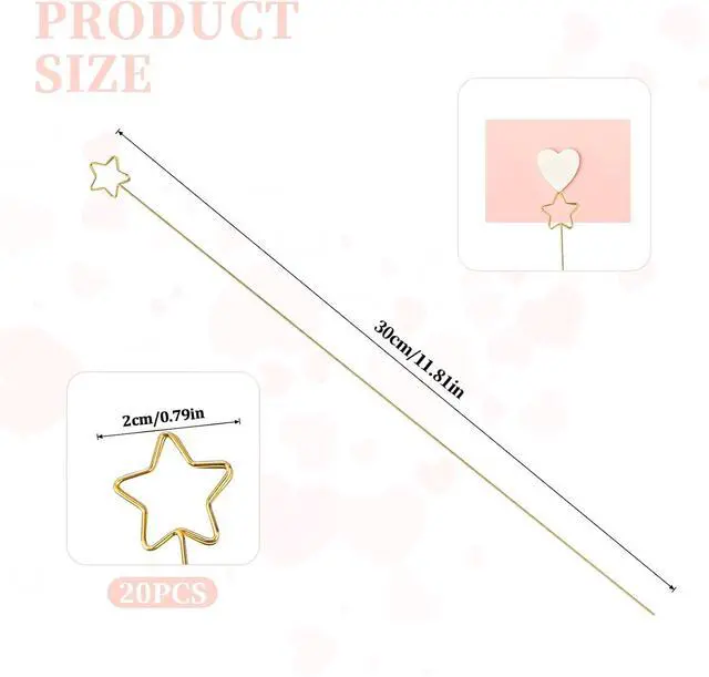 Alt view image 2 of 6 - Abeillo 20 Pcs Floral Card Holder Picks Gold Star Picture Sticks for Centerpiece, Photo Holders for Tables Flower Card Holder Stick for Bouquets, Greeting Cards, Postcards Wedding Party