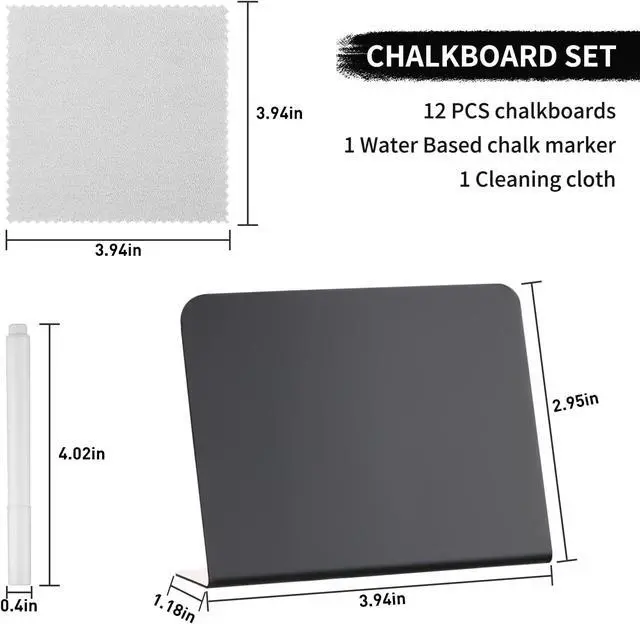 Alt view image 2 of 7 - 12 Pack 4"x3"Mini Chalkboard Signs for Chalk Sign for Food - Party - Buffet - Table Sign Chalkboard - Wedding - Bakery - Small Chalkboard Sign - Mini Chalkboards for Food