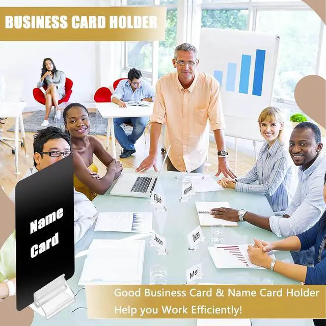 Alt view image 5 of 7 - Table Number Place Card Playing Card Holders 60 Pack, Small Clear Acrylic Business Card Holder Stand for Display Paper Game Piece Picture Clip Price Board Photo Memo Menus Label Stand Party, 0.75in